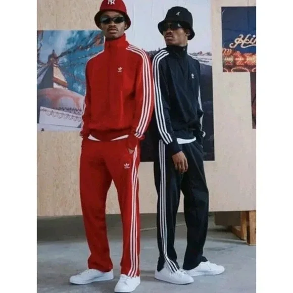 Adidas S Originals Tracksuit 2 PC Set Red White Side Stripes Jogger Pants Jacket